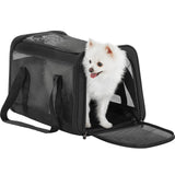 Petsfit Large Cat Carrier for 2 Cats, Lightweight Collapsible Double Cat Carrier for Travel, 5-Sided Breathable Mesh, with Adjus