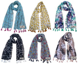 Fusfus WomenS Printed Chiffon Scarves And Stoles, Free Size(Multicolour, Fs2244) Pack Of 6 (Multicolor3)