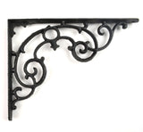 Wall Shelf Bracket Ornate Pattern Cast Iron 11.25 Long, Black