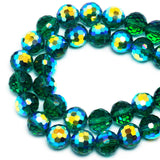 DIQIO 4mm Sparkle 96 Faceted Crystal Beads (94-100pcs, Peacock Green AB)