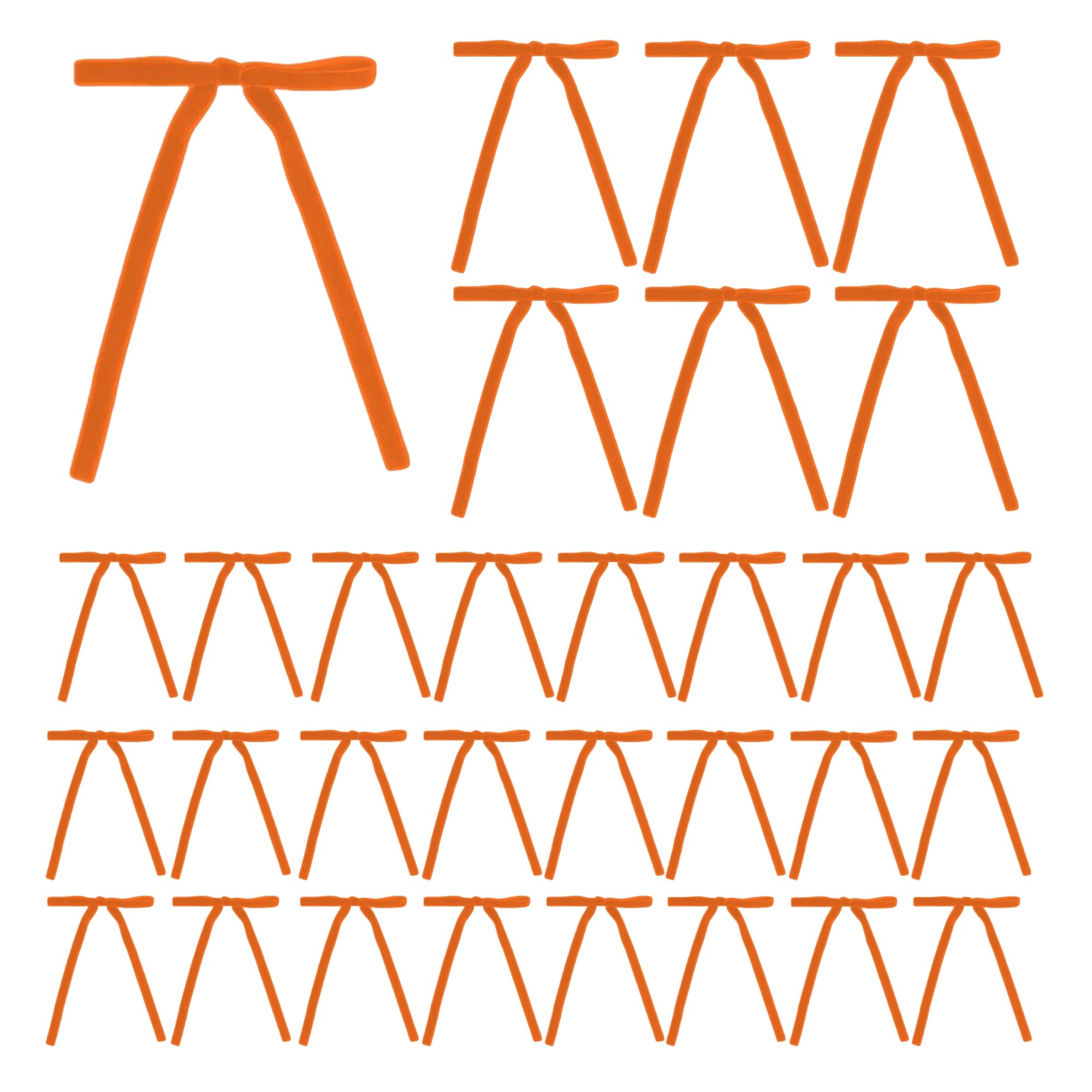 Meseey 30 Pcs Orange Velvet Christmas Bows 5 x 7 Inch Rustic Vintage Wedding Velvet Ribbon Gift Bows for Tree Wreath Garland Hom