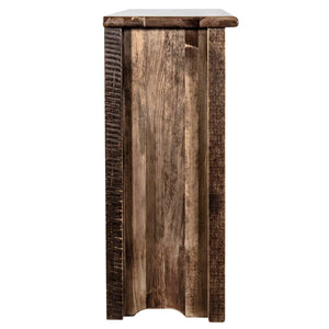 Montana Woodworks Homestead Collection Accent Cabinet With Laser Engraved Bear Design, Right Hinged, Stain & Clear, Stained & Cl
