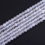 GEM-Inside 4mm Natural Smooth Surface White Agate Gemstone Round Loose Beads Energy Power Beads for Jewelry Making 15