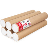 Paclord 4 x 24 Heavy-Duty Reinforced Cardboard Mailing Tube, Pack of 6 Tubes with 12 Caps - Secure USPS Approved - Great for Shi