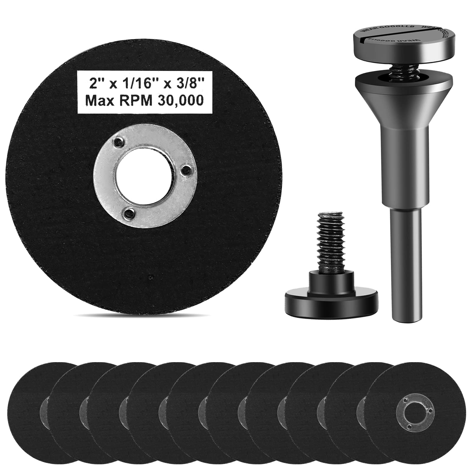 SI FANG 2 Inch Die Grinder Cut-Off Wheel and 3/8in Arbor Hole 1/4in Stem Mounting Mandrel Holder Accessories, for Air Grinders D
