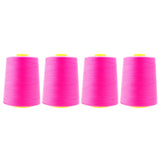 Mandala Crafts 4 Pack of Serger Threads Cones Spools - 40S/2 24000 Yards Polyester Neon Pink Threads for Sergers Machine and Ove