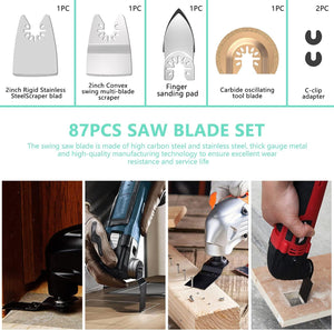 Protoiya 87 PCS Oscillating Tool Blades, Wood Metal Plastic Quick Release Oscillating Multitool Saw Blades Accessories with Sand