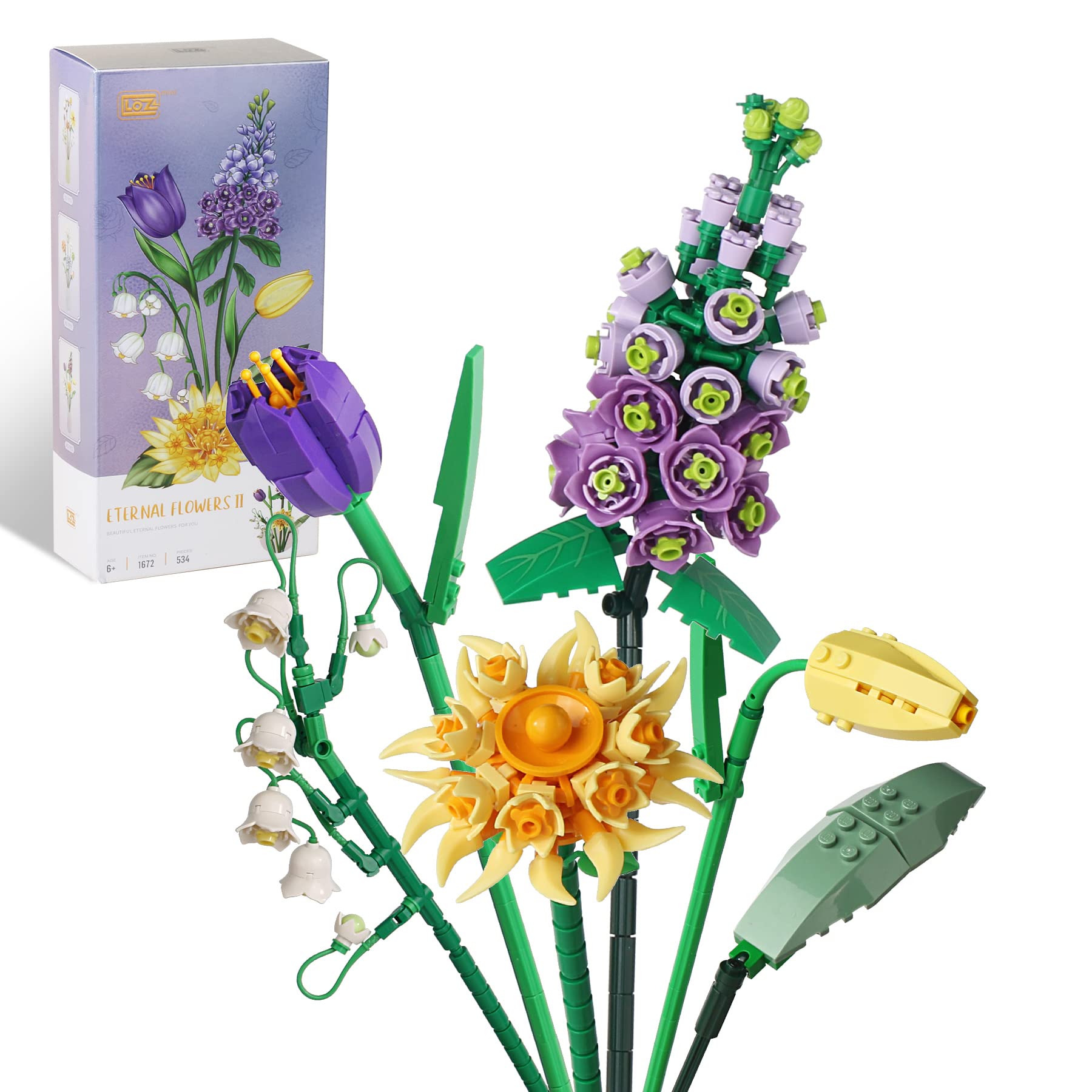 ZIYOSTAR Mini Bricks Flower Bouquet Building Sets, Artificial Flowers, DIY Unique Decoration Home, 534 Pieces Botanical Collecti