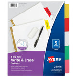 Avery Big Tab Write & Erase Dividers, 5 Multicolor Tabs, 1 Set (23076)