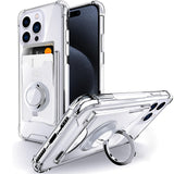 Shields Up Designed for iPhone 15 Pro Case, Minimalist Wallet Case with Card Holder (3 Cards) & Ring Stand/Kickstand, [Drop Prot