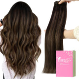 YoungSee 150G Clip in Human Hair Extension Balayage Hair Extensions Clip ins Dark Brown Mix Medium Brown Highlights Brown Balaya