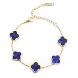 AIPPK 18K Gold Plated Clover Lucky Bracelet for Women White/Black/Red/Green Flower Four Leaf Link Bracelets Trendy Jewelry Gifts