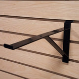 12 Black Heavy Duty Slatwall Shelf Bracket with Support & Lip - 4 Pack