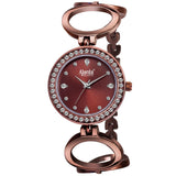 Ajanta Quartz Stainless Steel Watches Analog Studded Brown Band And Round Dial Women'S Watch For Girls & Miss &Ladies Diamond St