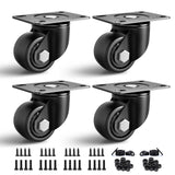 ANDUTEES 3 Inch Caster Wheels Set of 4, Heavy Duty Casters Load 4400lbs, Low Gravity Centere Industrial Swivel Casters, Plat Cas
