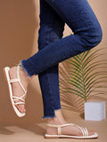 Shoetopia Casual Cream Flat Sandals For Women & Girls /Eu40,Cream,7,B0DFVGNB6Y