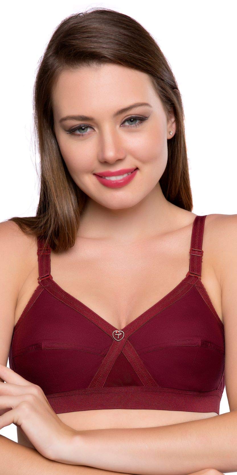 Trylo Women'S Cotton T-Shirt Bra Women'S Non-Wired Bra (Krutika-102_Maroon_40D),Maroon,40,B00Y3FT4R8