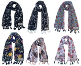 Fusfus WomenS Printed Chiffon Scarves And Stoles, Free Size(Multicolour, Fs2499) Pack Of 6 (Multicolor1)