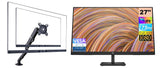 HP V27 G5 FHD IPS Monitor 65P64AA#ABA Bundle with ErgoFlexy Single Monitor Mount, FHD IPS (1920x1080) 75Hz Display, 1 HDMI 1.4, 