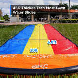 JAMBO 20Ft Premium 3 Lane Slip Splash and Slide with Bodyboards, Heavy Duty Water Slide- Advanced 3-Way Sprinkler System, Long S