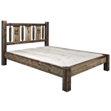 Montana Woodworks Homestead Collection Queen Platform Bed With Laser Engraved Elk Design, Stain & Clear Lacquer Finish