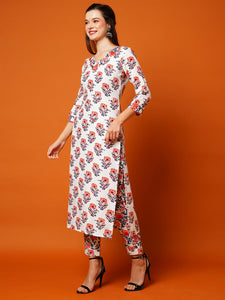 Gosriki Women'S Cotton Blend Printed Straight Kurta With Pant (Yani Orange-Ng-Gs_M_Orange_Medium),Orange,,B0CC5SWVNJ