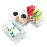 iDesign Stackable Pantry Bins with Handles, 2 Small Bins and 1 Medium Bin, 3 Pack, Clear, Made in USA