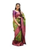 Shiv Textiles Womens Banarasi Silk Saree with Blouse Perfect for Every Occasion Green