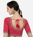 Pujia Mills Women'S Heavy Silver Jari Thread Readymade Blouse For Saree Lehenga (Red, 38)