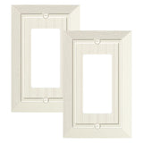 2-Pack Classic Beadboard Decorator Wall Plate Cover, Light Almond Decorative Switch Plates and Outlet Cover, Durable Unbreakable