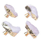 FZBHRO White Crystal Stone Cabinet Knobs Geode Drawer Knobs Handles Decorative Gold Plated Gemstone Cupboard Pulls for Home Offi