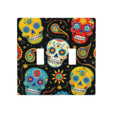 Moslion Skull Halloween Double Toggle Light Switch Plate Skeleton Head Evil Day Of The Dead 2-Gang Wall Plate Device Mount Plug 