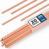 20 pcs Brazing Rods AWS BCuP-5 15% Silver Solder Phos Copper Brazing Alloy Flat Welding Rods 0.050x1/8x14 for HVAC, Refrigeratio