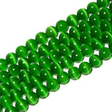 8mm Dark Green Cat Eye Beads Round Semi Precious Gemstone Loose Beads for Jewelry Making (47-50pcs/strand)