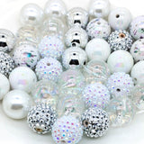 Colorful Rhinestone Beads Round Spacer Beads for Jewelry Bracelet Necklace Pen Bag Chain Making Crafts Supplies (20mm White)
