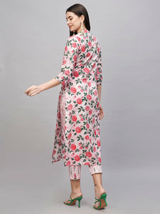 Gosriki Women'S Cotton Blend Straight Printed Kurta With Pant (Dafiya Peach-Gs_L_Peach_Large),Peach,,B0CSG5NZH2