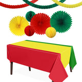 10 Pcs Reggae Birthday Party Supplies 51 x 71 Inch Plastic Rectangular Table Cover Foil Decorations Summer Music Jamaican Party 