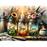 DIY Wishing Bottle Paint by Numbers for Adults Beginner, Faith, Hope, Love Paint by Numbers on Canvas, Easy Color Acrylic Painti