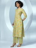 Libas Womens Printed Cotton Straight Kurta With Palazzos And Dupatta Off White L 36744