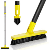Grout Brush with Long Adjustable Handle Telescopic, Rotation Tile Grout Cleaning Tool, VShape Shower Scrubber Cleaner Stiff B