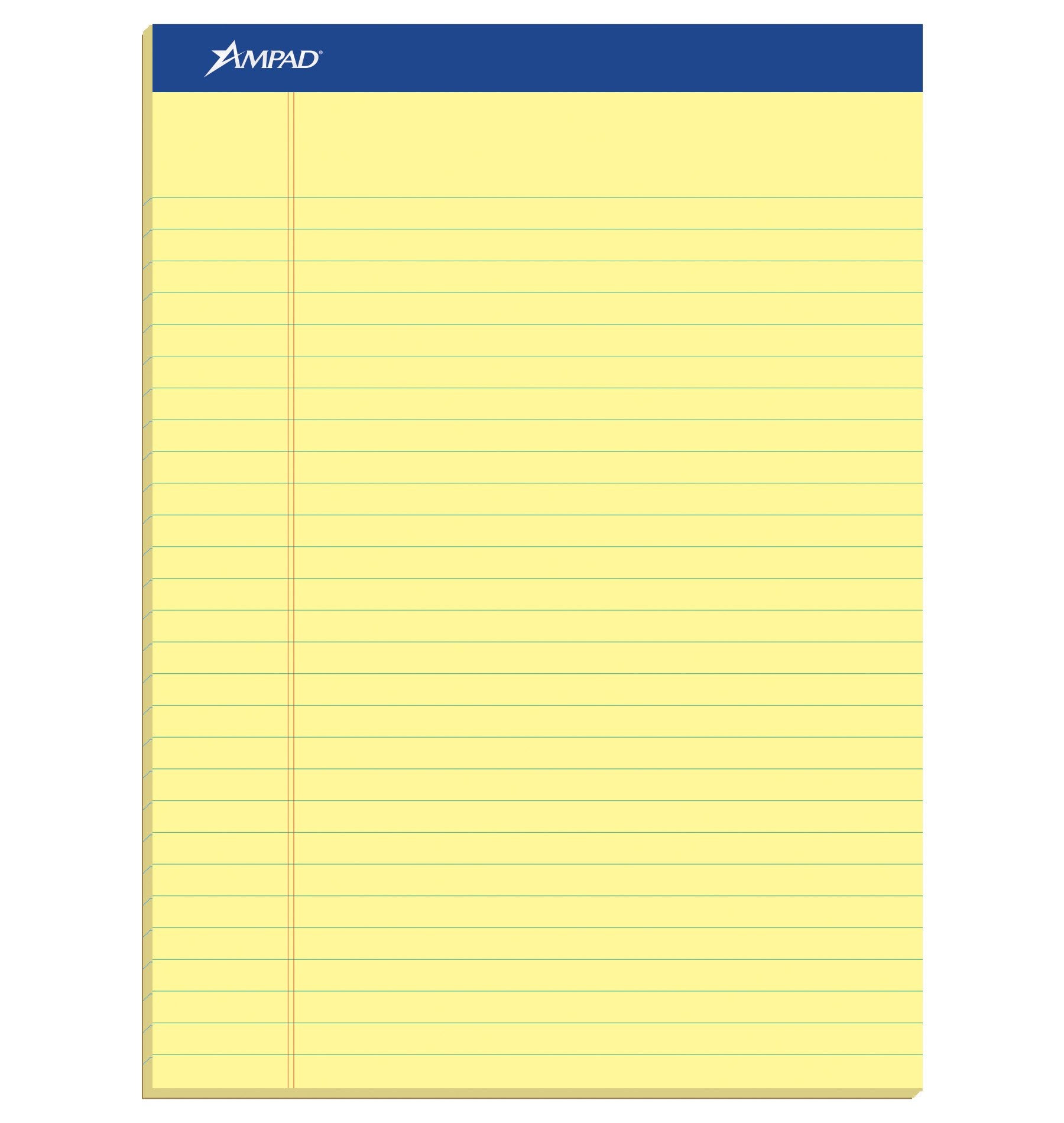 Ampad Perforated Pad, Size 8-1/2 x 11-3/4, Canary Yellow Paper, Legal Ruling, 50 Sheets Per Pad (20-260), 50 Count (Pack of 12)