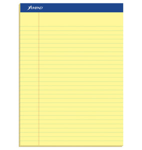 Ampad Perforated Pad, Size 8-1/2 x 11-3/4, Canary Yellow Paper, Legal Ruling, 50 Sheets Per Pad (20-260), 50 Count (Pack of 12)