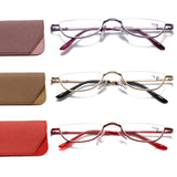 Viseng Half Frame Reading Glasses for Women Men Slim Half Moon Lens Readers Metal 3 pack Semi Rimless eyewear +2.5