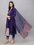 Gosriki Women'S Cotton Blend Straight Printed Kurta With Pant & Dupatta (Kiku Begani-Gs_S_Purple_Small),Purple,,B0CS613HJ8