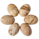 dssmboom 6 Pcs Oval Crystal Beads for Jewelry Making, Flat Back Picture Jasper Stone Cabochons for DIY Crafts Decoration, 13mmx1