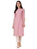 Wedani Women'S Cotton Round Neck Casual Wear Straight Kurta (Krt506) Dark Pink,Dark Pink,S