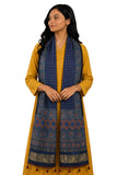 Ethnics Of Kutch Womens Ajrakh Modal Silk Natural Dye Hand Block Print Stole With Golden Border With Tassels 2.6 Mtr Length 