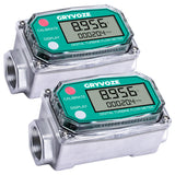 GRYVOZE 2 PCS 3/4 Inch Digital Turbine Flow Meter, 0.8-13.2 GPM Inline NPT Thread Flowmeter for Water, Diesel, Gas Oil, Gasoline