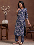 Libas Women'S Pure Cotton Printed Kurta Set (277370R Blue Blue Xs