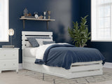 AFI, Oxford Twin XL Platform Bed with Matching Footboard & Set of 2 Under-Bed Storage Drawers, White